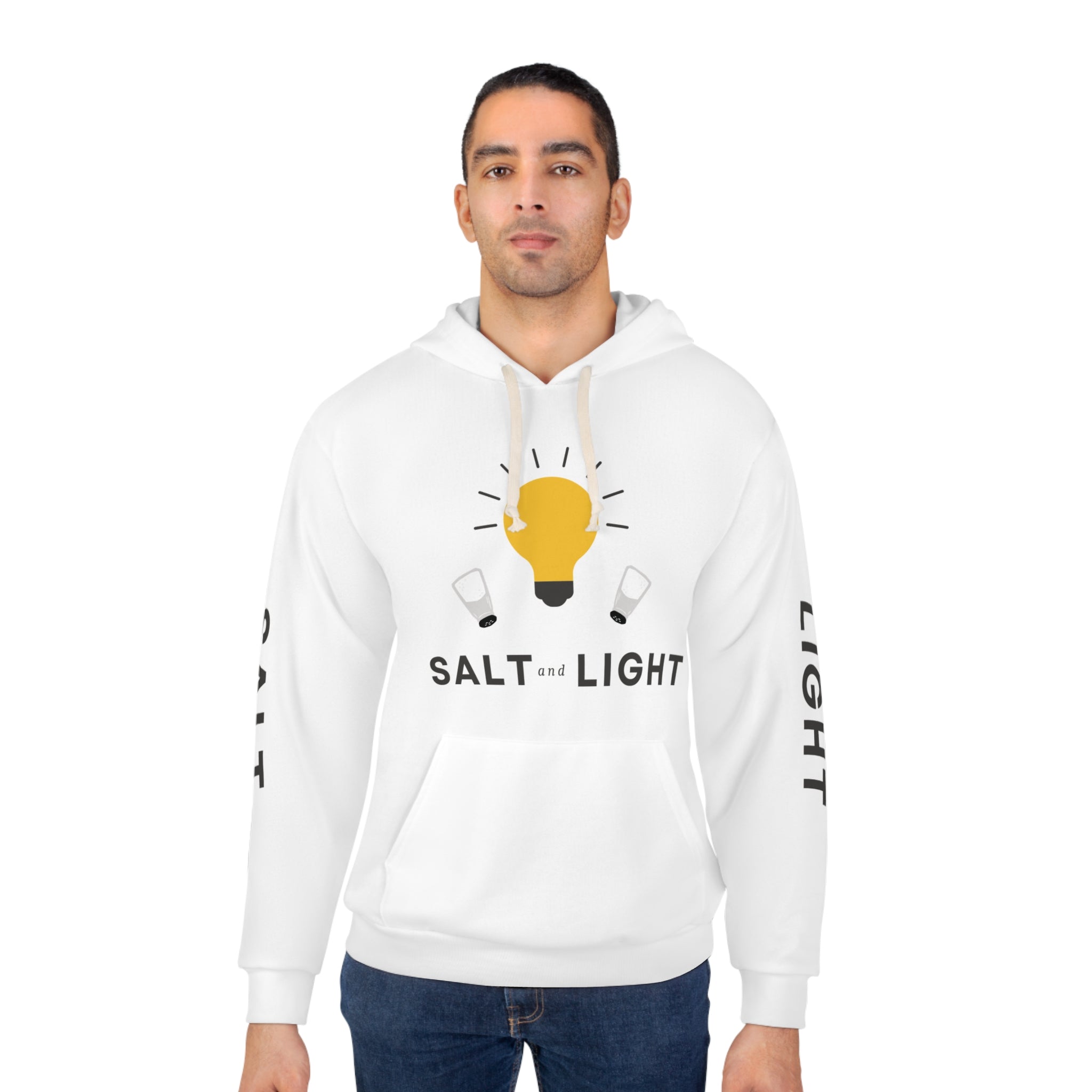 Salt and Light Unisex Pullover Hoodie - White